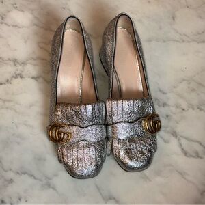 Silver Metallic Loafers GUCCI